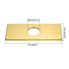 QUARKZMAN 2 Stück 6 Zoll Lochabdeckungsplatte, Edelstahl Spülbeckenabdeckung für Badezimmer oder Küchenarmatur, Rechteckig (ium Gold)