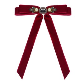FYBownot Baroque Velvet Uniform Ribbon, Literary Restoration, Imperial Court Style, Crystal Ribbon Tie, Brooch, Bow Tie, Women's, Uniform Accessories, Bowknots, School Entrance Ceremonies,