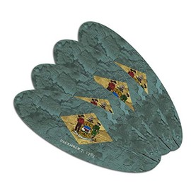 Rustic Delaware State Flag Distressed USA Double-Sided Oval Nail File Emery Board Set 4 Pack
