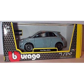 Bburago Fiat 500e 2023 in blue car 1:24 scale diecast model