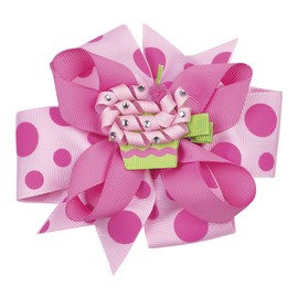 Bearington Baby Cupcake 3 in 1 Girl's First Birthday Outfit Hair Bow, Pink