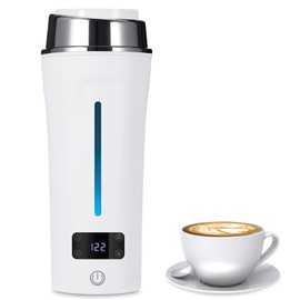 Portable Electric Kettle for Travel 110-240V Auto, Portable Kettle with LCD Display, 4 Temperature Settings, 4 Colors LED, 350ML & 304 Stainless Steel