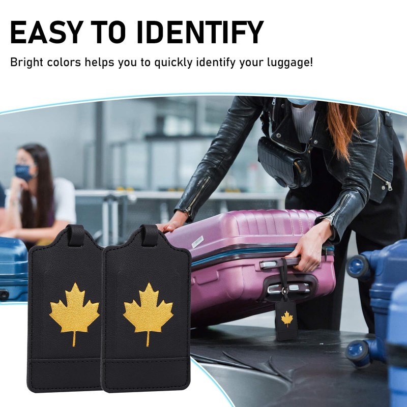 4 Pack Luggage Tag, Anyos PU Leather Travel Bag Labels