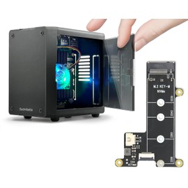 ElectroCookie Mini PC Case for Raspberry Pi 5 with M.2 NVMe SSD PCIe HAT and Active RGB Lighting Cooler (Black Case + M.2 HAT[X1001])