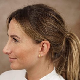 Materia Shell Earrings Set Maritime Beach Jewellery - Small Stud Earrings 925 Silver Gold Rose Gold Selectable, Yellow Gold