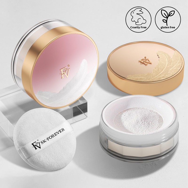 FV Powder Makeup Setting Powder, Fixing Powder with Puff, Translucent