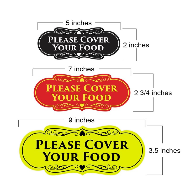 Signs ByLITA Designer Please Cover Your Food Sign (Red) -