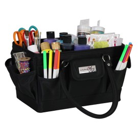 Everything Mary Black Deluxe Store and Tote - Storage Craft Bag Organizer for Crafts, Sewing, Paper, Art, Desk, Canvas, Supplies Storage Organization with Handles for Travel