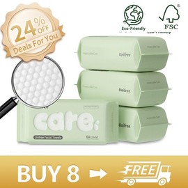 [Unifree] Face Cleaning Towels Value Packs of 4, 8 - 240 to 480 Count, 100% Plant-Based Fiber and Biodegradable, Highly Absorbent, Reusable, Soft hotel towel Skincare Comfort disposable - Quantity: 4 Pack（240 Count）
