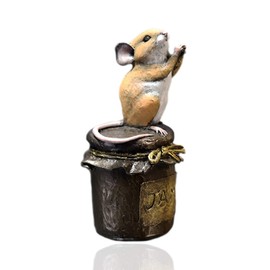 Cold Cast Bronze Mouse on Jam Jar - Michael Simpson