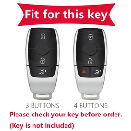 KUNIO Key Case Suitable for Mercedes A B C E S G Class GLC CLE GLB CLA W177 W247 B200 W205 S63 AMG A200 MS Key Protector Key Case Zinc Alloy Leather Keyring, 3 Buttons A Red