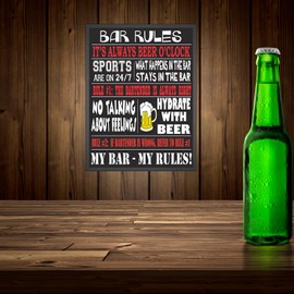 SHAWPRINT BAR RULES BAR/PUB MAN CAVE SIGN RETRO METAL TIN WALL PLAQUE SIGN NOVELTY GIFT (267MM X 200MM (10" X 8"))