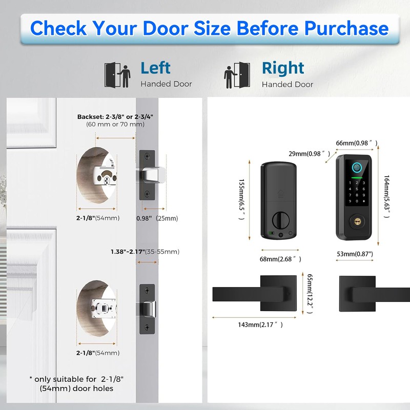 Yosimika Keyless Entry Door Lock with Handle Set,Smart Front Door