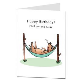 LimaLima Funny Happy Birthday Card For Men & Women. Chill Out And Relax Dog Hammock Design