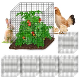 Warmfarm 24 Pics DIY Metal Plant Protectors from Deer, Garden Fencing Animal Barrier Size 11.8 * 11.8 inches, Mesh Plant Cage Chicken Wire Cloche for Plants with Stakes and Nylon Cables (24 Pcs)