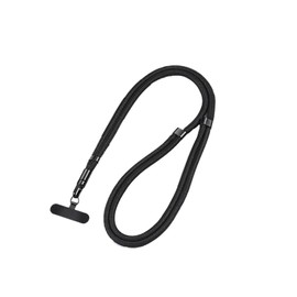 BRIIKPP Smartphone Shoulder Crossbody Shoulder 7mm Nylon Rope Length Adjustable Strap + Strap Holder Stainless Steel 1 Piece (Black), Black