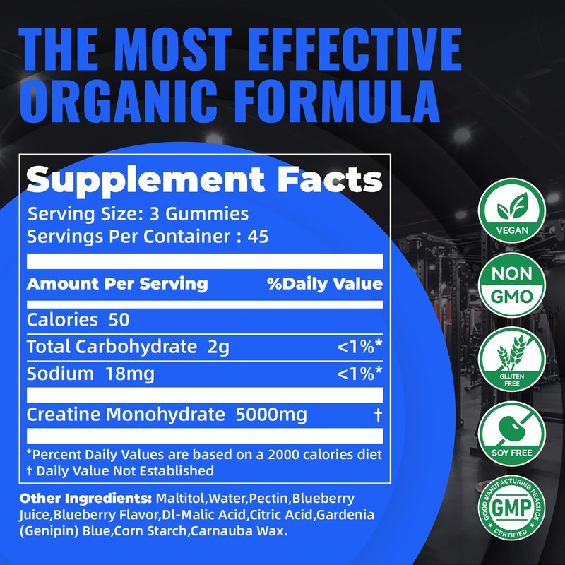 Natures Aid Creatine Monohydrate Gummies (5g) – Pre-Workout Energy &
