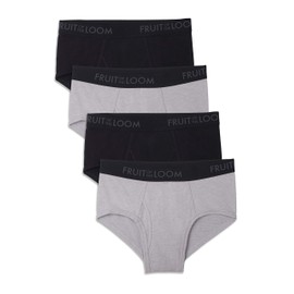 Fruit of the Loom Men's Breathable Brief Assorted Colors (Pack of 4), Black/Gray, Small