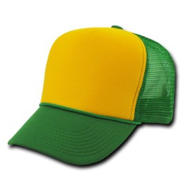 DECKY Kelly Green and Yellow Mesh Trucker Style Cap Hat Caps Hats Adjustable