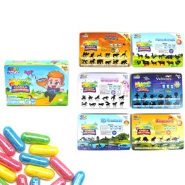 GosuToys Magic Capsule Creatures - 6 Theme Packs with 12 Capsules Each - Farm, Sea, Unicorns, Dinosaurs, Safari, Vehicles - Place in Water and Watch Them Grow (6 Pack (1 of Each Theme))