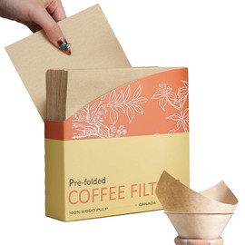 Paper Coffee Filters, 50 Pack, Pre Folded Natural Unbleached Coffee Filters, Compatible with Chemex Pour Over Coffee Makers, Tear Resistant, No Grain, Easy Filterable Coffee, Americano Filter