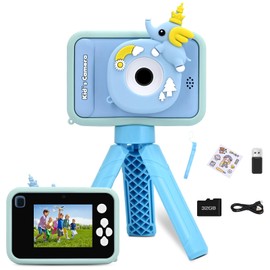 Fretrecy Upgrade Kids Camera with Tripod for Girls Boys Age 3-10, 1080P 48MP Video Digital Toddler Cameras Toy for 3 4 5 6 7 8 Years Old Children Christmas Birthday Gifts with 32G SD Card (Blue)