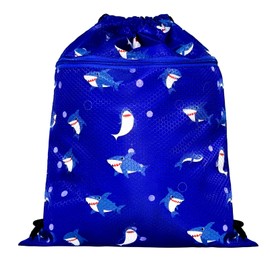RUIRITMA Gym Drawstring Backpack Kids Gym Bag Sports Backpack for Boys Girls Beach Bag Waterproof Swimming Shopping Yoga Bag (Blue Shark)