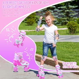 Kids Roller Skates for Girls Boys-SMOOJOY Outdoor Musical Note Pattern Roller Skates with Light Up Wheels, 4 Size Adjustable Rollerskates for Kids Ages 3-20 Birthday Gift patines para niñas
