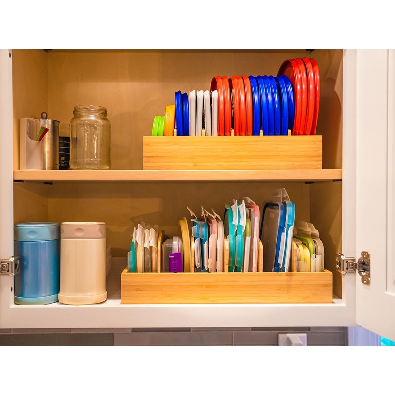 Umilife Extra Large Kitchen Cabinet & Drawer Organizer, Bamboo Lid