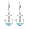 Sterling Silver Natural Larimar Anchor Dangle Earrings