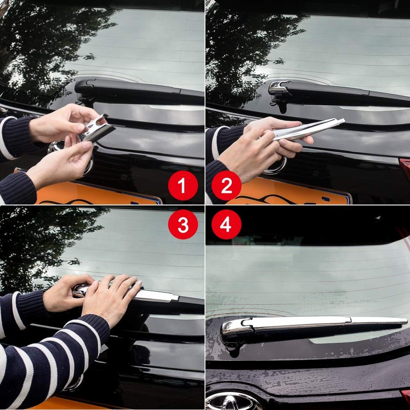 Senzeal Chrome Rear Window Wiper Cover Trim for Toyota Highlander
