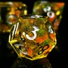 MJDICEOK DND Resin Sharp Edged Dice Set, 7 Pcs Flower