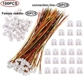 HUAZIZ 50 Pairs Mini Micro JST-ZH 1.5 mm 3-Pin Connector Plug with Wire Cables 15 cm, Micro JST-ZH 3-Pin Male & Female Plug