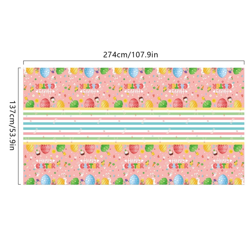 Qaziuy Easter Table Cloth, Plastic Waterproof Easter Eggs Tablecloth Easter