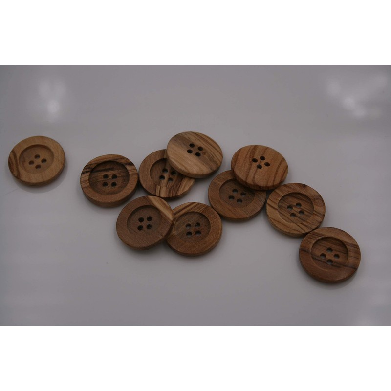 10 x Beautiful Wooden Buttons 4 Holes Made in Europe