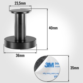 POPPSTAR Round Magnetic Hooks Matte Black - Set of 4 Neodymium Hook Magnets Extra Strong Can be Used as Magnetic Coat Hooks, Towel Rail, Tea Towel Holder