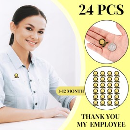 Retrowavy 24 Pcs Employee of the Month Lapel Pin 1-12 Month Employee Recognition Pins Excellence in Service Pins Appreciate Pins for Employee Team Staff (Outstanding Employee)