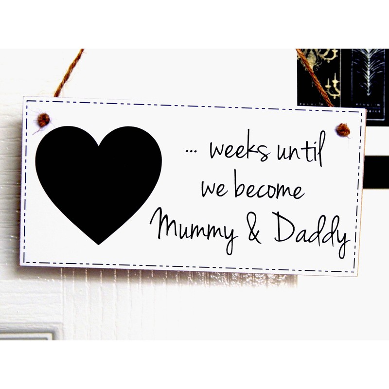 Mummy & Daddy to Be Baby Countdown Chalkboard Plaque -