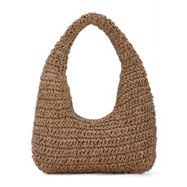 LHHMZ Women Crescent Straw Bag Summer Beach Raffia Hobo Shoulder Handbag Woven Tote 2025