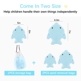 Blublu Park 2Pcs Sand Remover for Beach, Sandscreen, Powder Pouches Sand Removal Bag, Baby Beach Essentials for Vacation,Skin-Friendly, Beach Accessories, Must Haves, Gifts for Family (Dolphins)