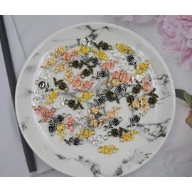 Ruwado 60 Pcs Rose Charm Mini Multicolor Metal Bulk Flower Charms Pendant for Jewelry Making DIY Earring Keychain Necklace Bracelets Jewelry Finding Accessories Supplies