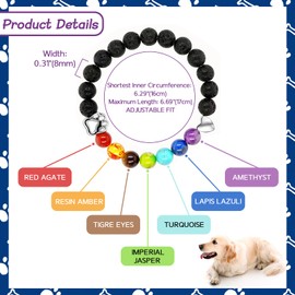 Jewelrywe Rainbow Pet Memorial Bracelet: Men Women Sympathy Rainbow Bridge Loss Dog or Cat Passing Away Pup Kitten Memorial Gifts Stone Bracelets Gifts