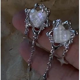 Heart Earrings Star Earrings Y2k Jewelry Sparkly Earrings Love Heart Dangle Drop Earrings for Teen Girls