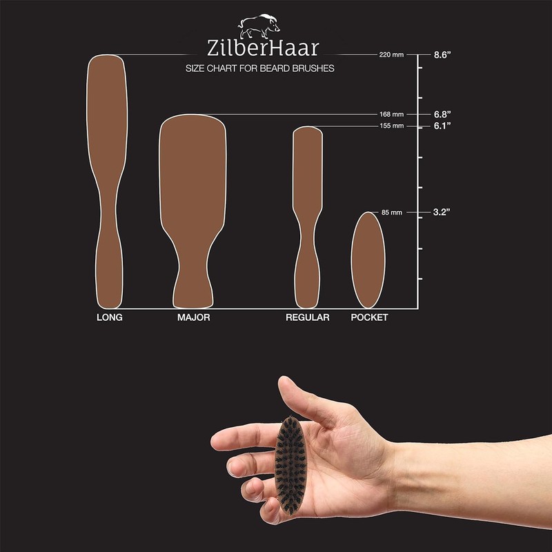 ZilberHaar - Pocket Mustache and Beard Brush - Soft Boar