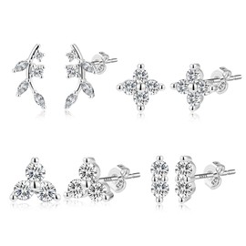 ALEXCRAFT Earrings For Women 4 Pack Stacking Cartilage Earrings Ear Piercing Kit Small Stud Multiple Lobe Small Tiny Flower Studs Stackable Earring Set Jewellery Gift