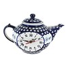 Blue Rose Polish Pottery Garden Bouquet Mantle Teapot Clock