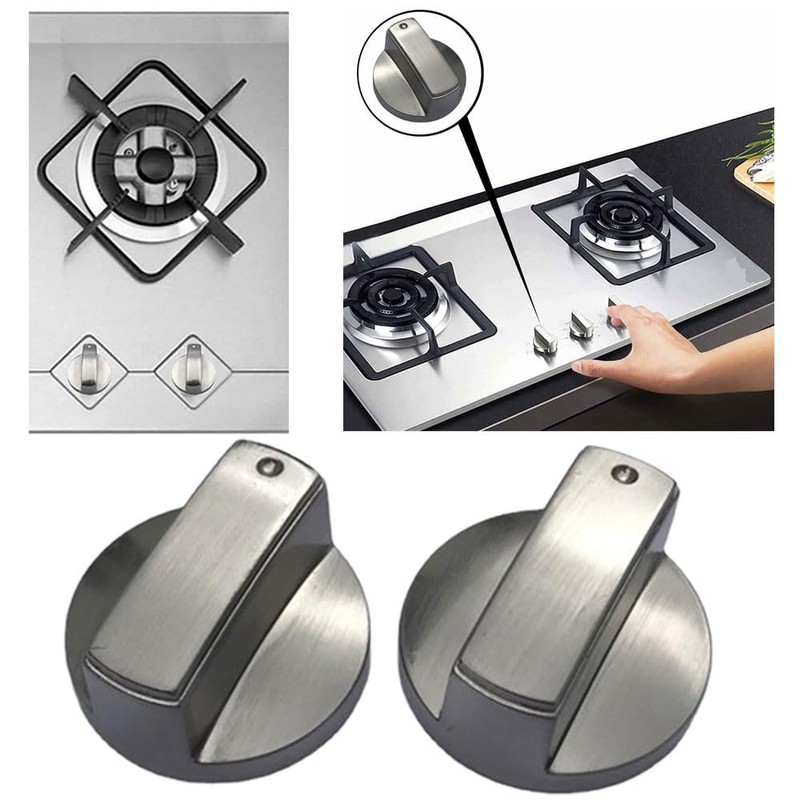 MIGUOSJIAONE 4 Pcs 6MM Gas Hob Knobs Silver Gas Stove