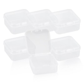 Lotsdonxia Set of 6 Small Rectangular Plastic Containers with Lids, Ideal for Storing Beads, Business Cards, Pills, and Other Small Items (4.5 * 4.5 * 2cm)