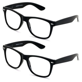 V.W.E. 2 Pairs XL Large Reading Glasses - Oversized Wide Fitment Clear Lens - Powers From 1.00 to 6.00 Readers (2 Black, 3.25, x)