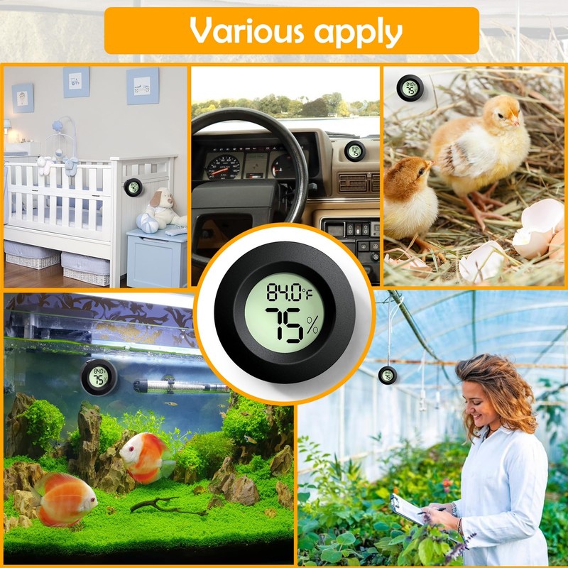 Reptile Tank Accessories, 2 PCS Reptile Thermometer and Humidity Gauge